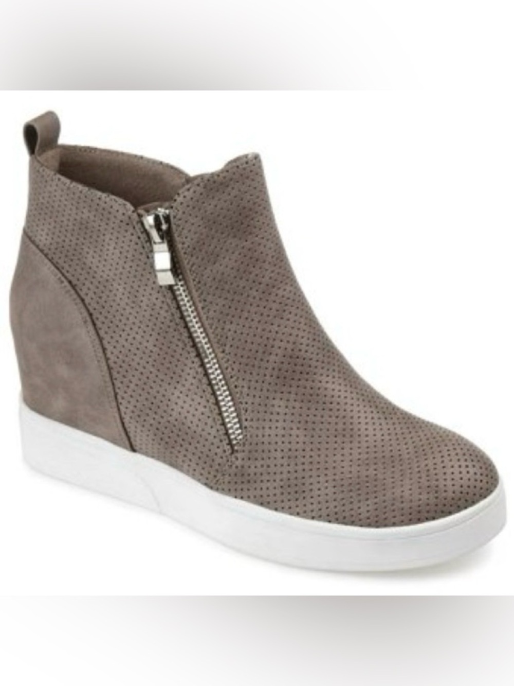 Journee Pennelope High-Top Wedge Sneaker in Grey Size 8.5
